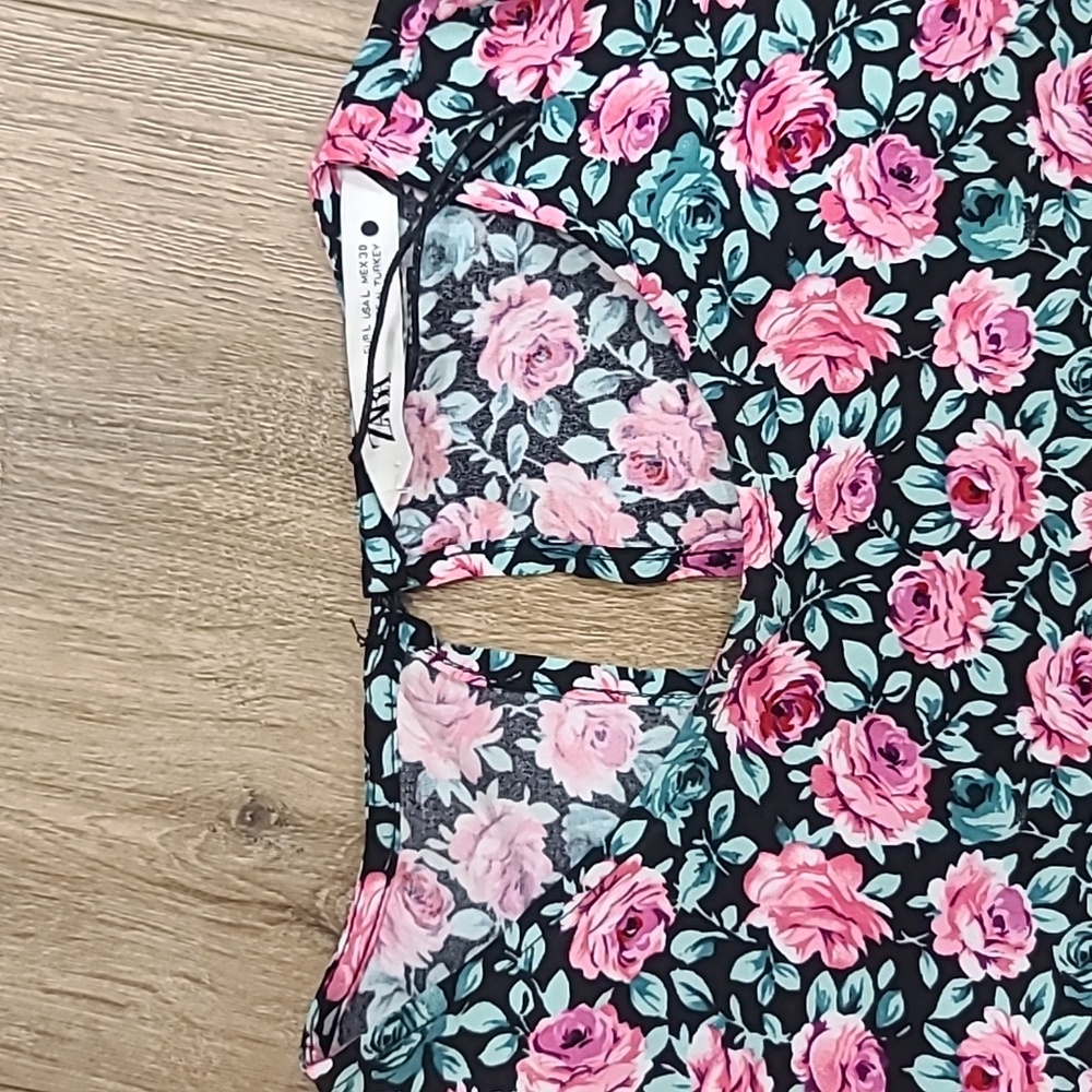 Zara floral long-sleeved mini dress, Sz Large NWOT Fits Like A Medium - Picture 4 of 7